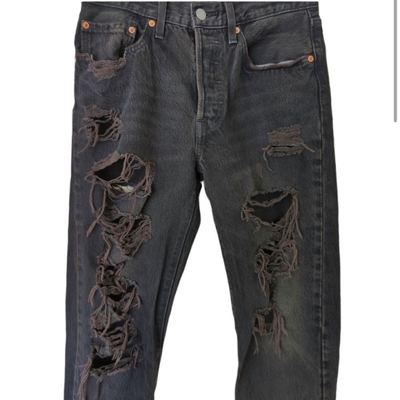 Levi's 501 Shredded Distressed Butt Slit Jeans - Picture 3 of 5